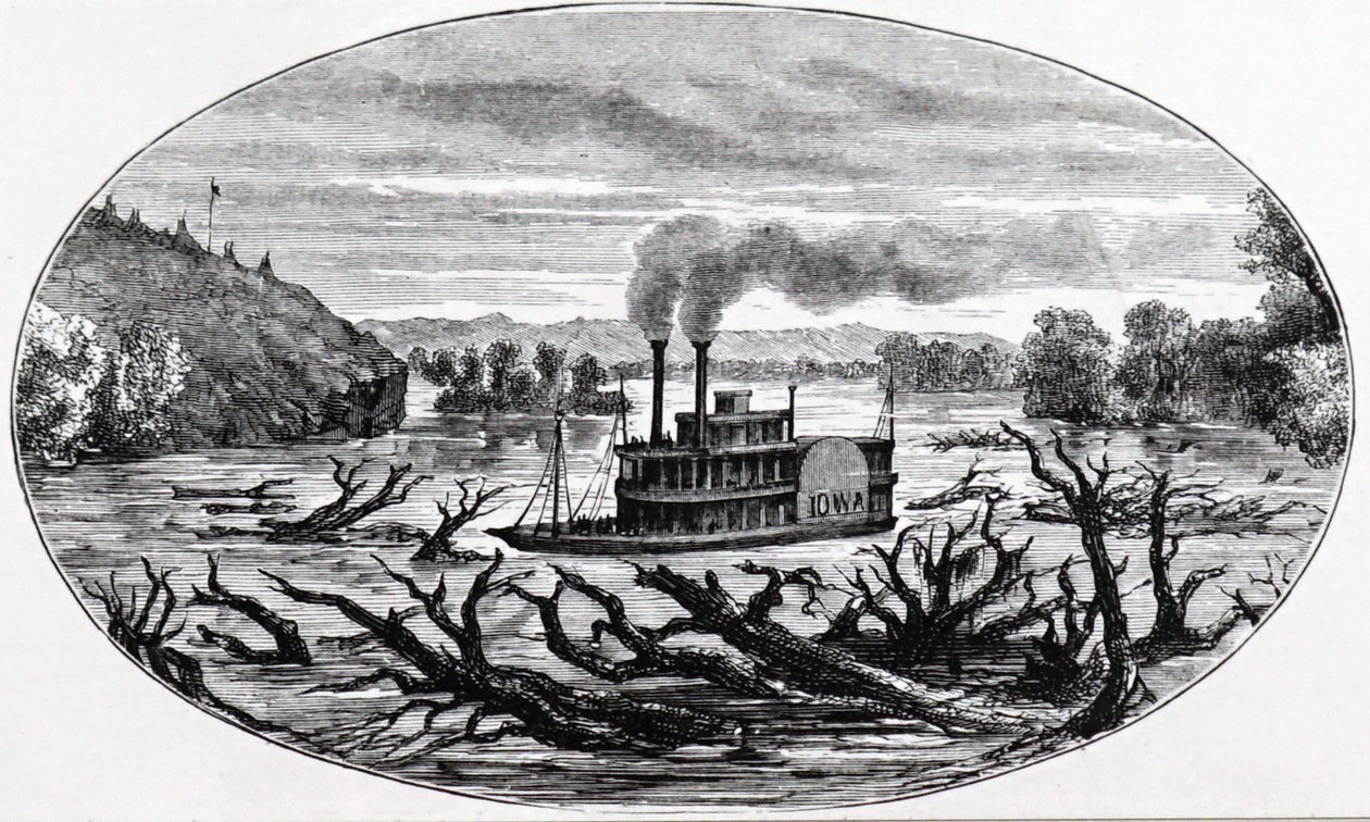 Um barco a vapor com pás no alto Missouri de Unknown artist
