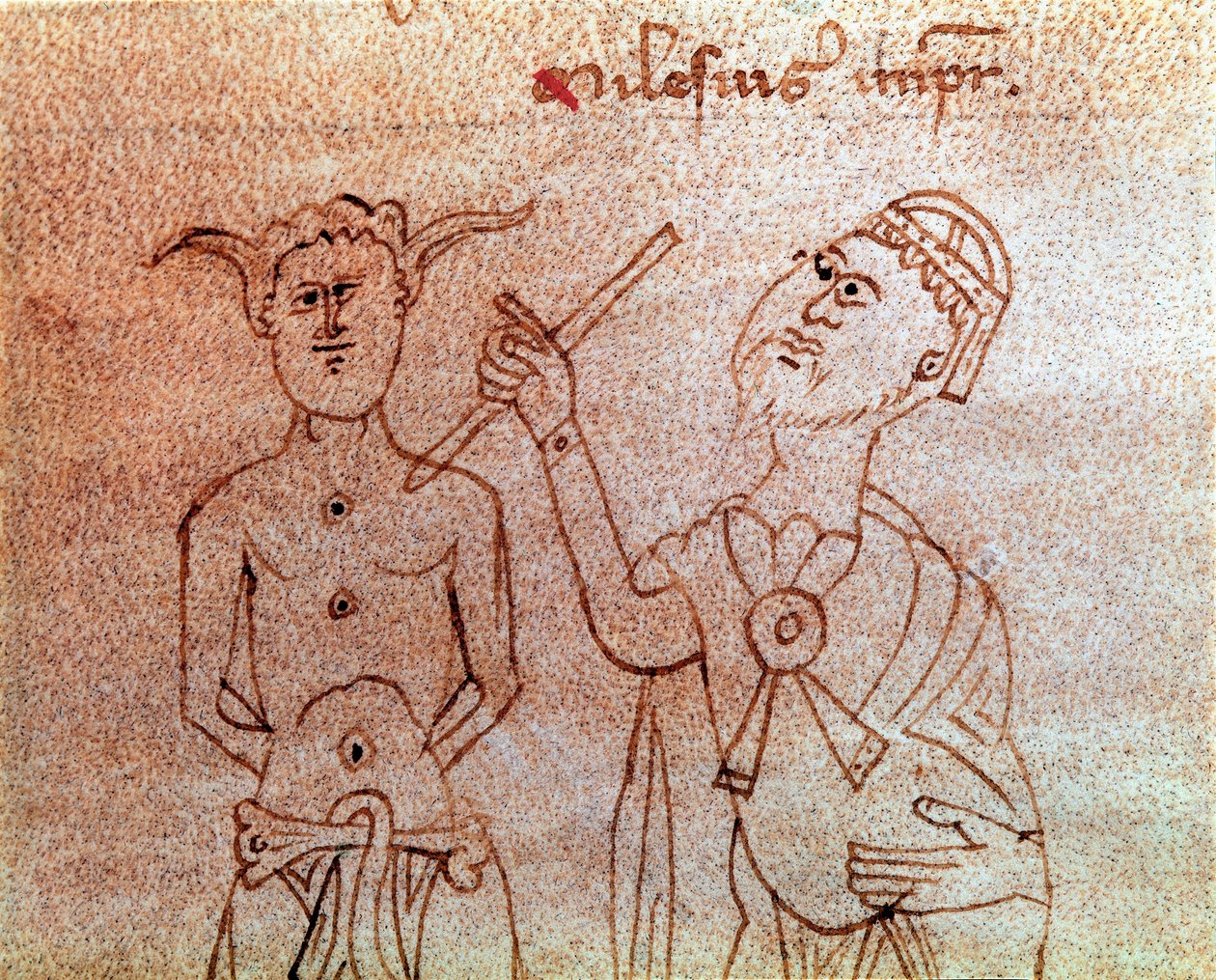 Um paciente consultando um médico em miniatura do manuscrito "De cirúrgia" do século XIII Veneza Biblioteca Marciana de Unknown artist