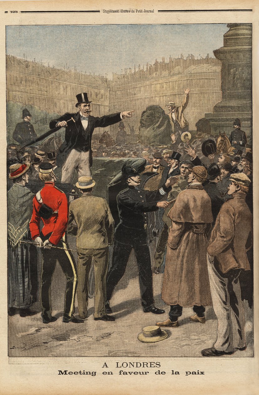 Uma reunião de paz em Transvaal, Trafalgar Square, Londres. Gravação no "Le petit journal" 8/9/1899. Coleção Selva. de Unknown artist