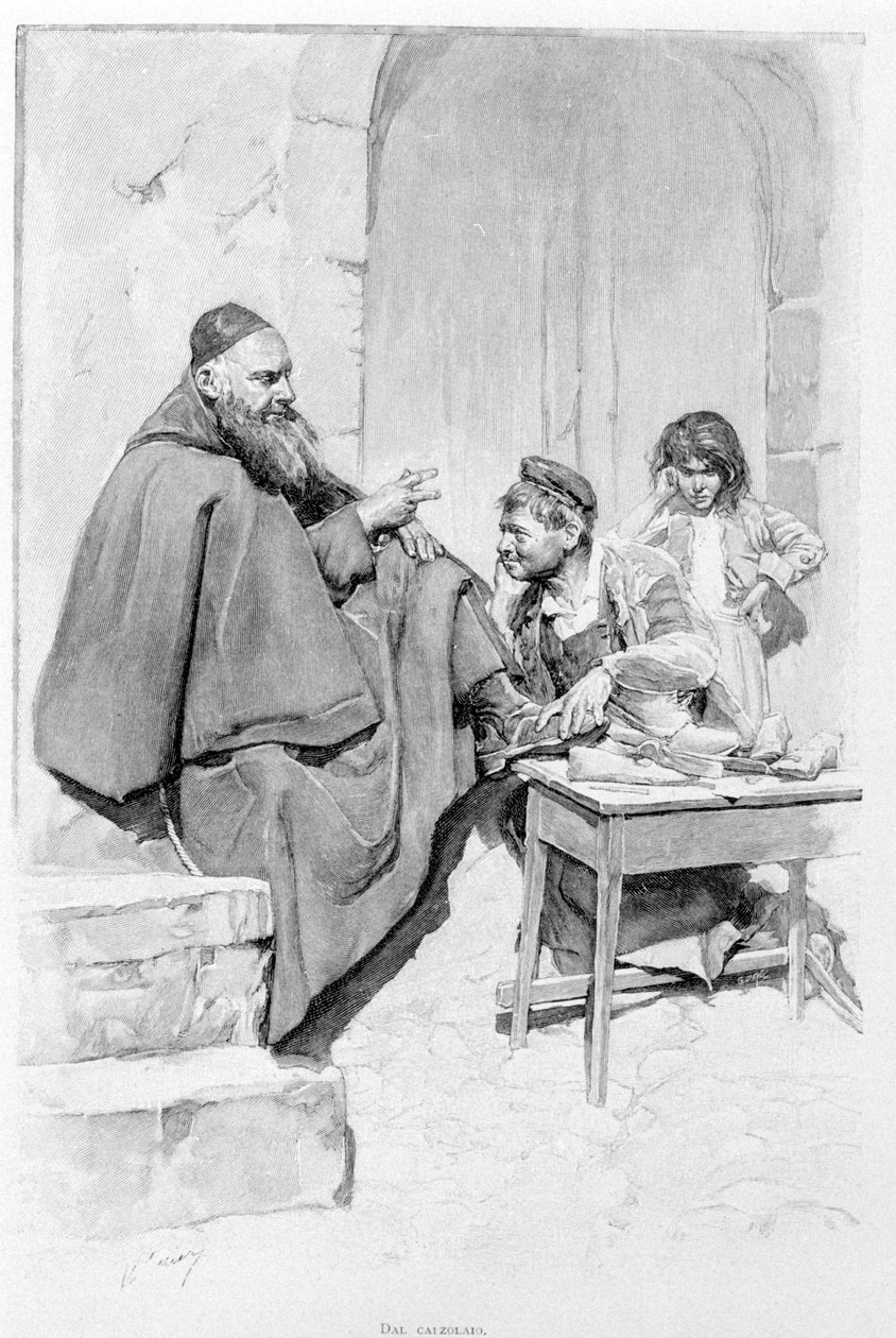 Um sapateiro na Sicília, em 1870. de Unknown artist