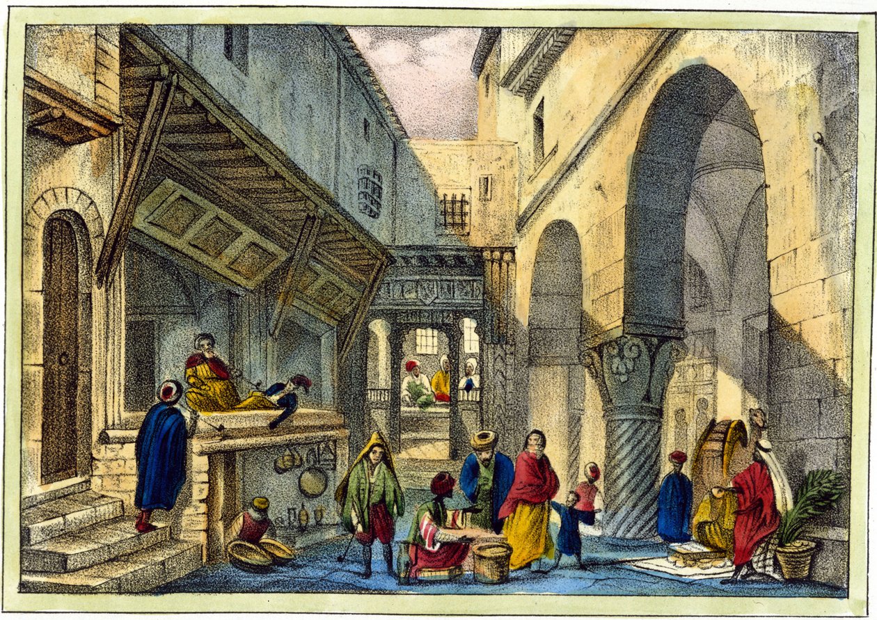 Um souk em Argel. de Unknown artist