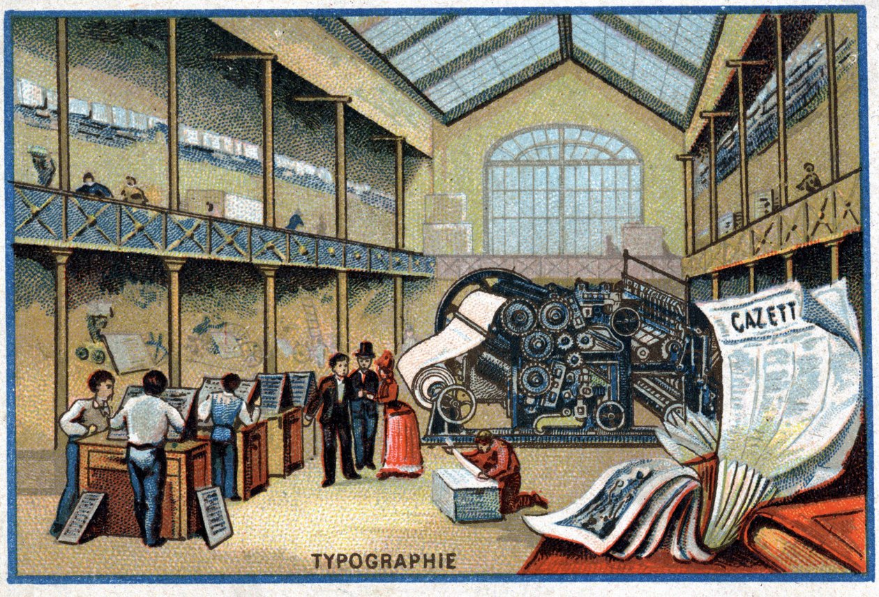 Uma tipografia em Paris, no final do século XIX de Unknown artist