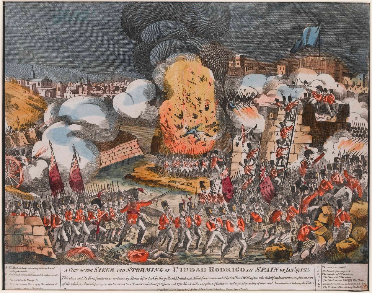  Vista do cerco e assalto a Ciudad Rodrigo na Espanha, em Jany. 19. 1812 de Unknown