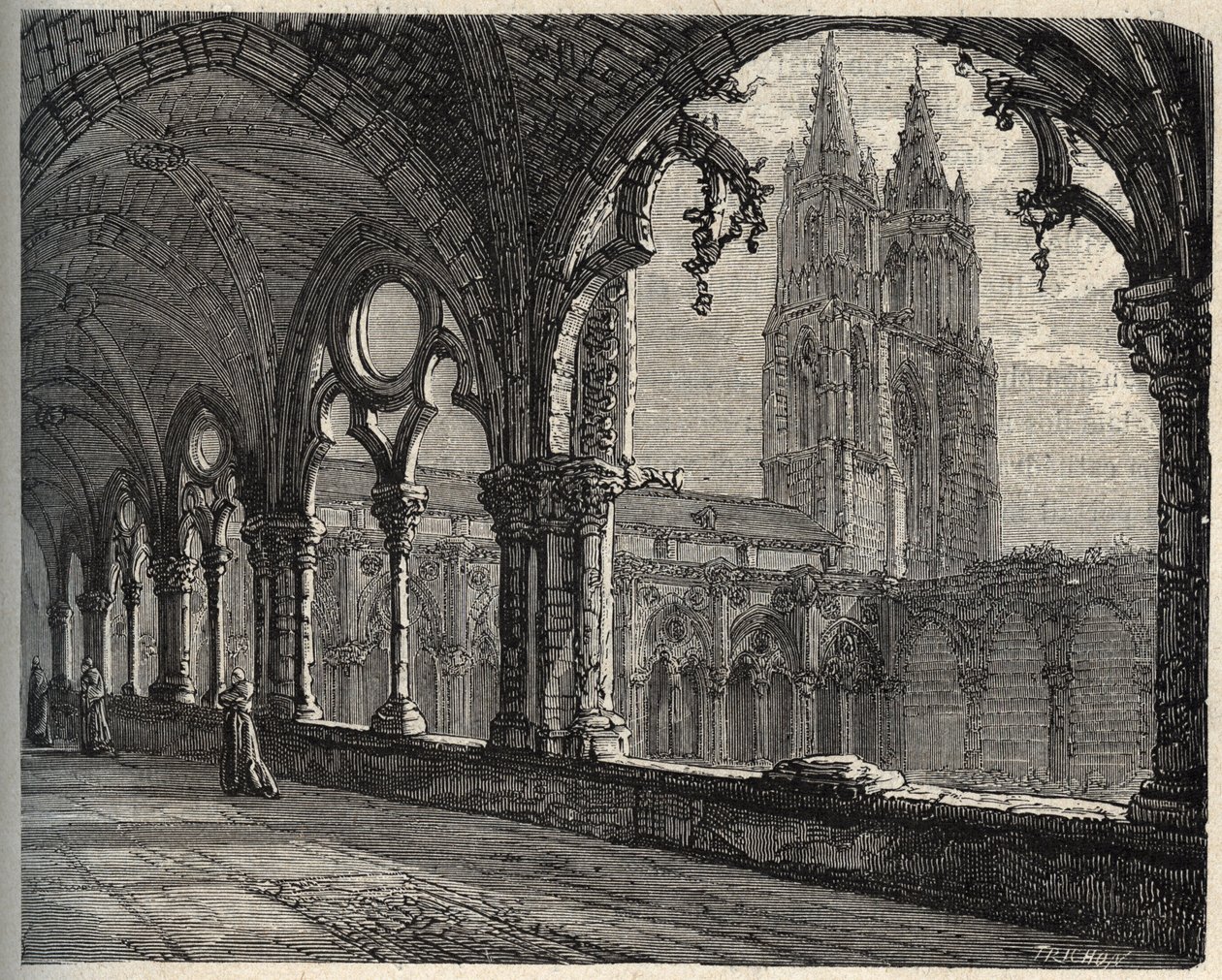 Abbaye Saint-Jean-des-Vignes - Soissons - (Saint Jean des Vignes) - gravura em "PATRIE" - DESCRIÇÃO PECTUREQUIREQUE DE LA FRANCE EN 6 VOLURES BY LUCIEN HUARD - final do século XIX de Unknown artist