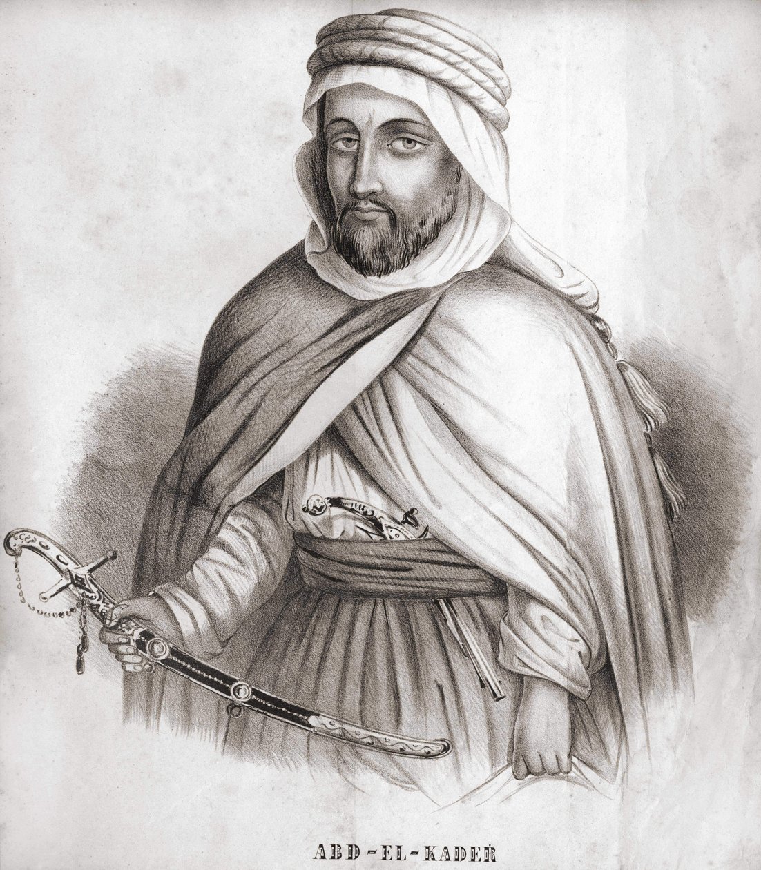Abd el Kader (Abd El-Kader) (1807 - 1883), emir árabe da Argélia. de Unknown artist