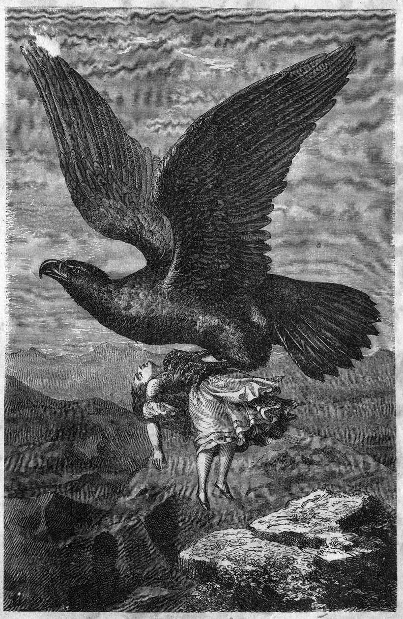 Rapto de uma criança por uma águia real. de Unknown artist