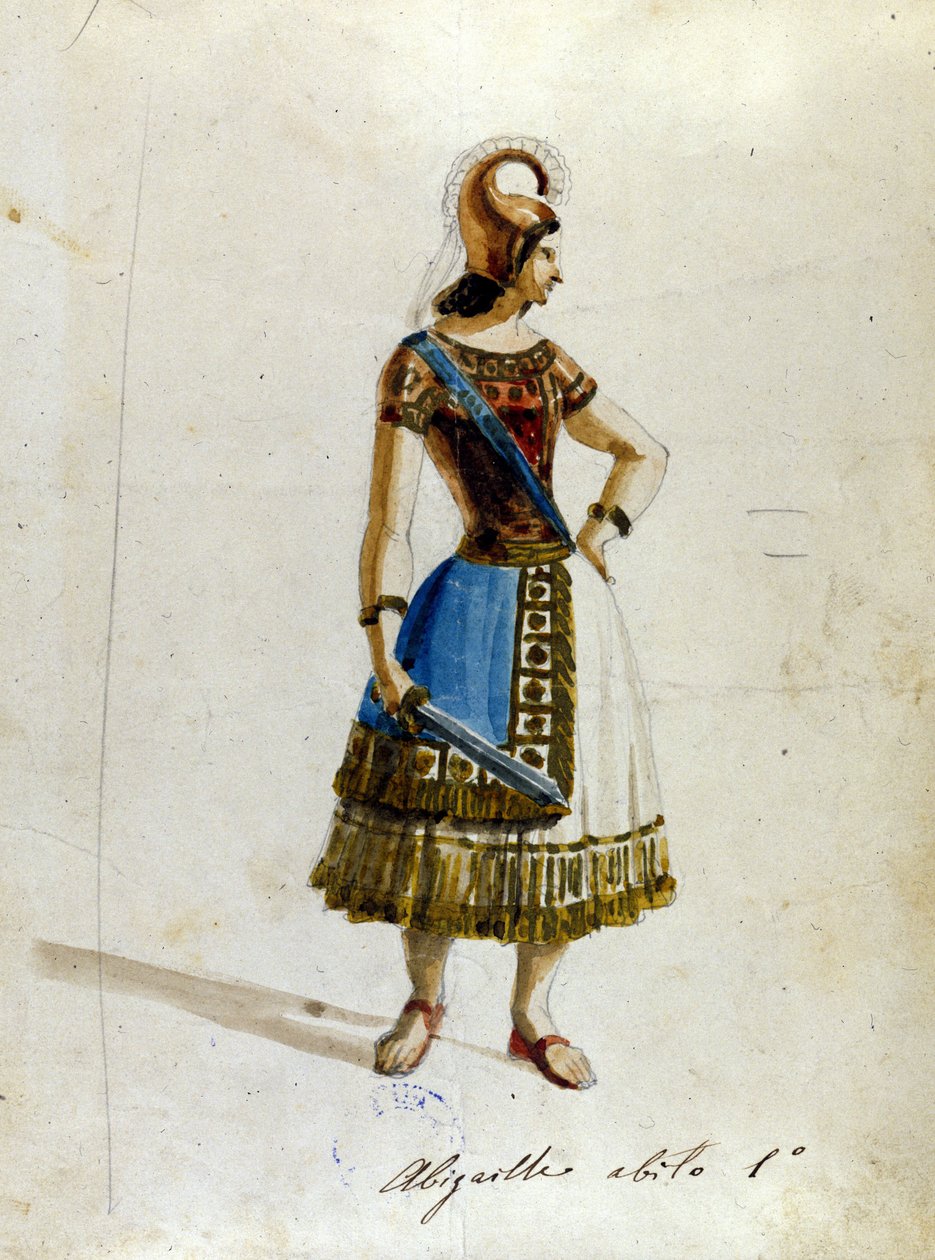 Traje de Abigaille na ópera de Giuseppe Verdi (1813 - 1901), "Nabucco" primeiro chamado Museu "Nabucodonosor" do Scala de Unknown artist