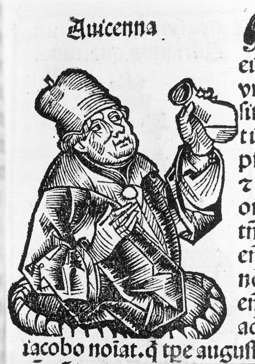 Abu Ali al Husain ibn Abdallah ibn Sina (Avicenna).Avicenna (980-1037), médico iraniano. Gravura em madeira. Século XVI. de Unknown artist