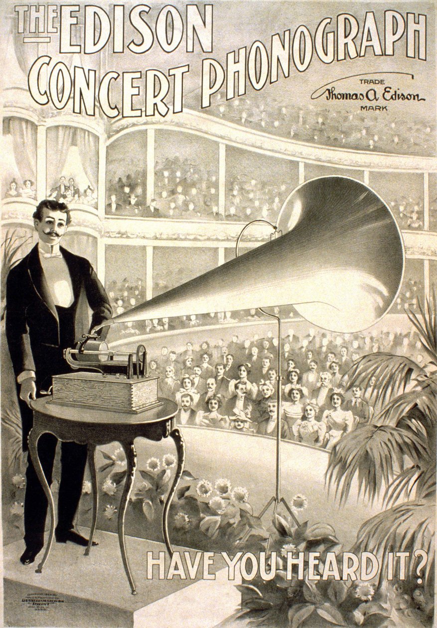 Publicidade para o edison Gramophone "The Edison conert phonograph, Já ouviu falar? "- litografia 1899 de Unknown artist