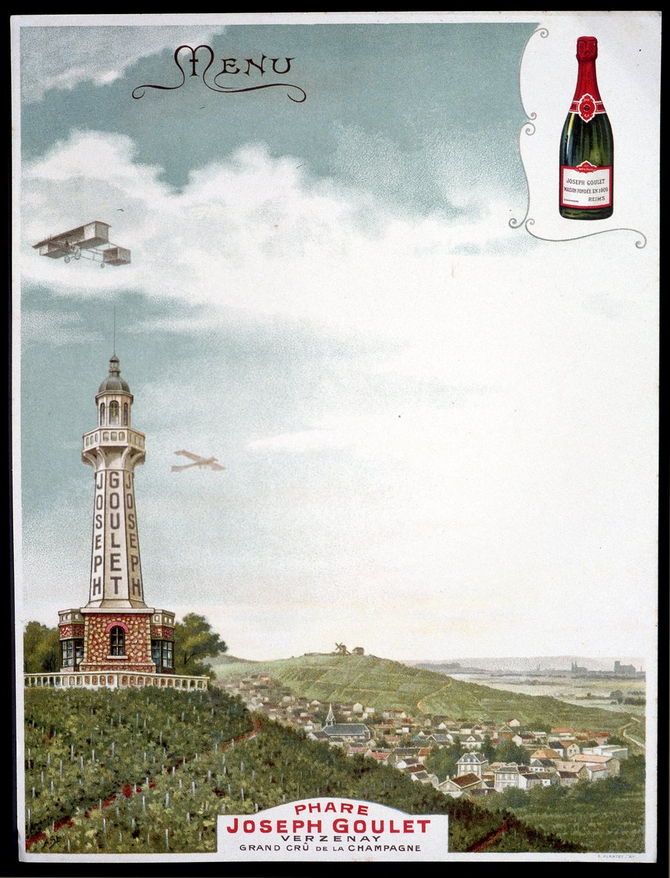 Publicidade da marca "Joseph Goulet - Verzenay - Grand cu de la Champagne". de Unknown artist