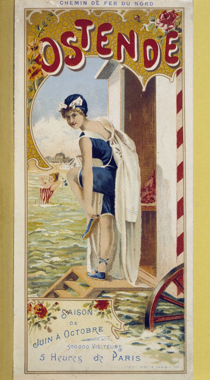 Cartaz publicitário para Ostende, final do século XIX de Unknown artist