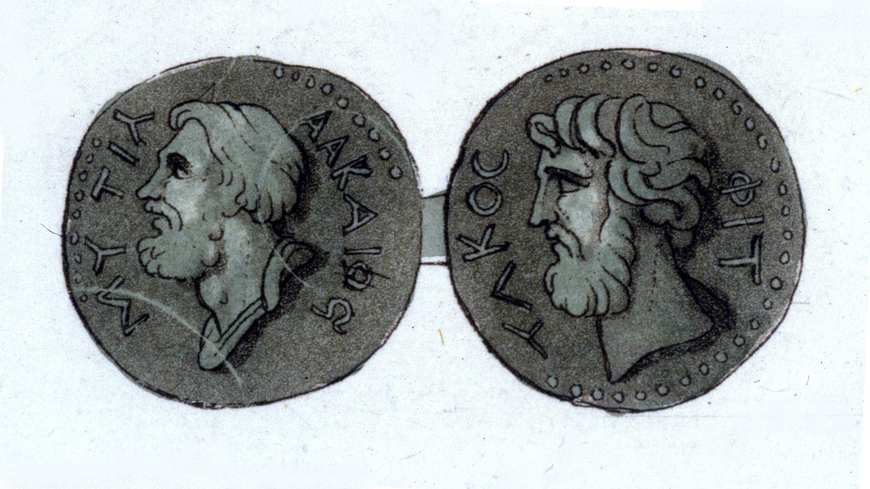 Alcée (v. 630 - v. 580 a.C.). Poeta grego. Gravura do início do século XIX. de Unknown artist