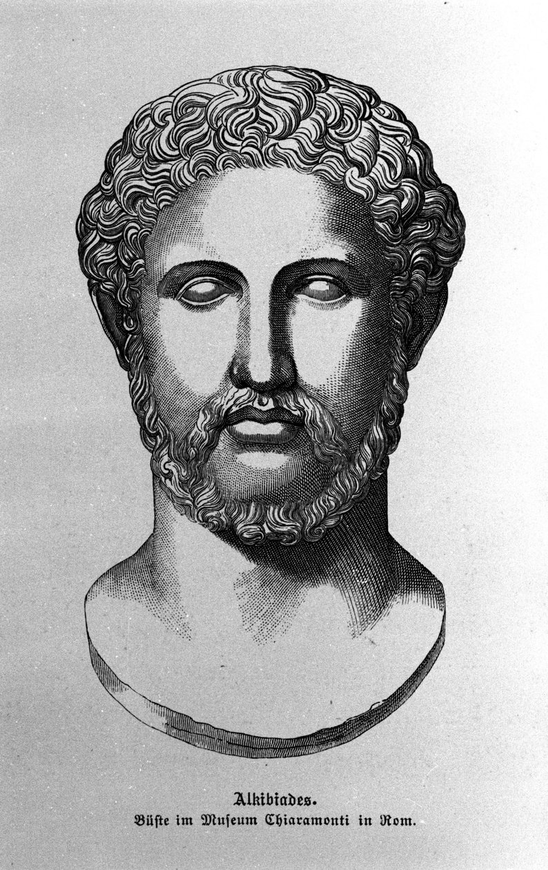 Alcibiad (450-404 AC) general e estadista ateniense. Retrato de um busto romano. Século XIX de Unknown artist