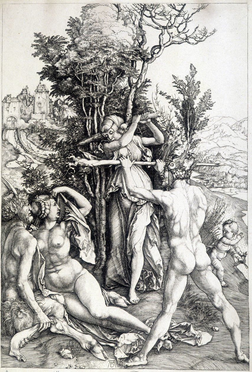 Figura alegórica dos ciúmes - gravura do século XVI de Unknown artist