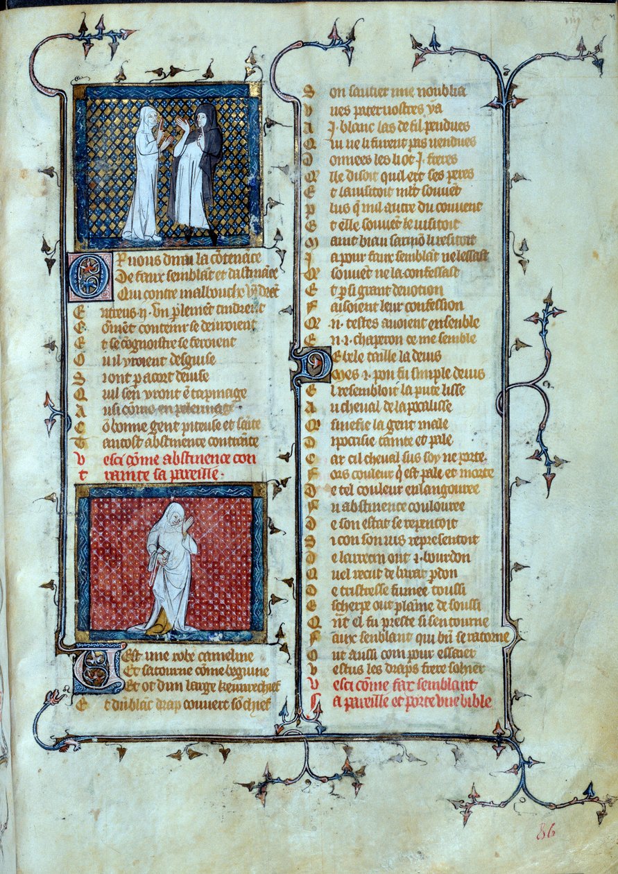 Representação alegórica do Amor interpretando as armadilhas de Malebouche, abaixo do personagem de Abstinência Miniatura em "Roman de la rose" de Jean de Meun, Jean de Meung ou Jean Chopinel, Jean Clopinel (v.1240-1305), cerca de 1370. Paris, Bibliotheque  de Unknown artist