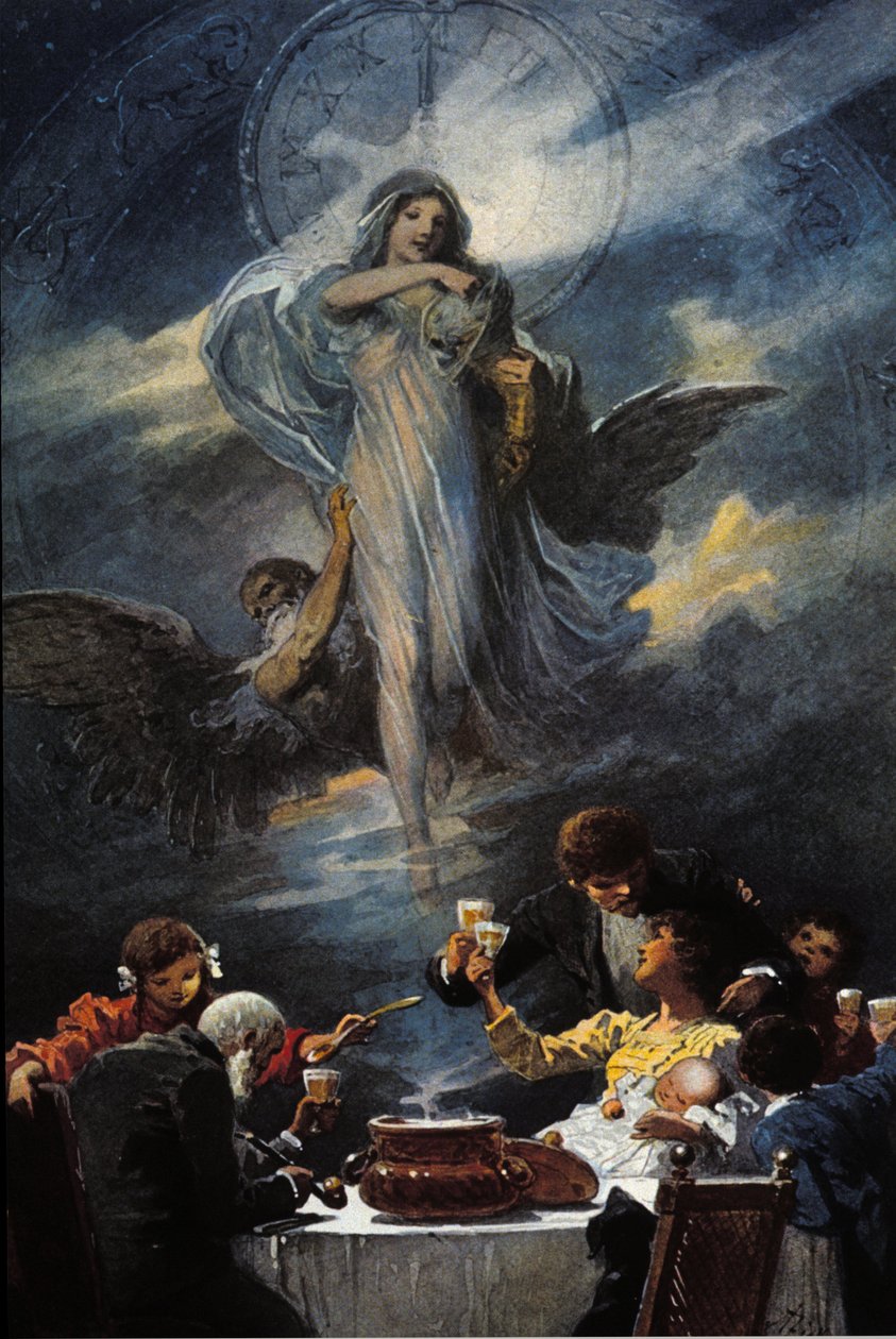 Alegoria da véspera de Natal e do jantar de Ano Novo. 1889 de Unknown artist