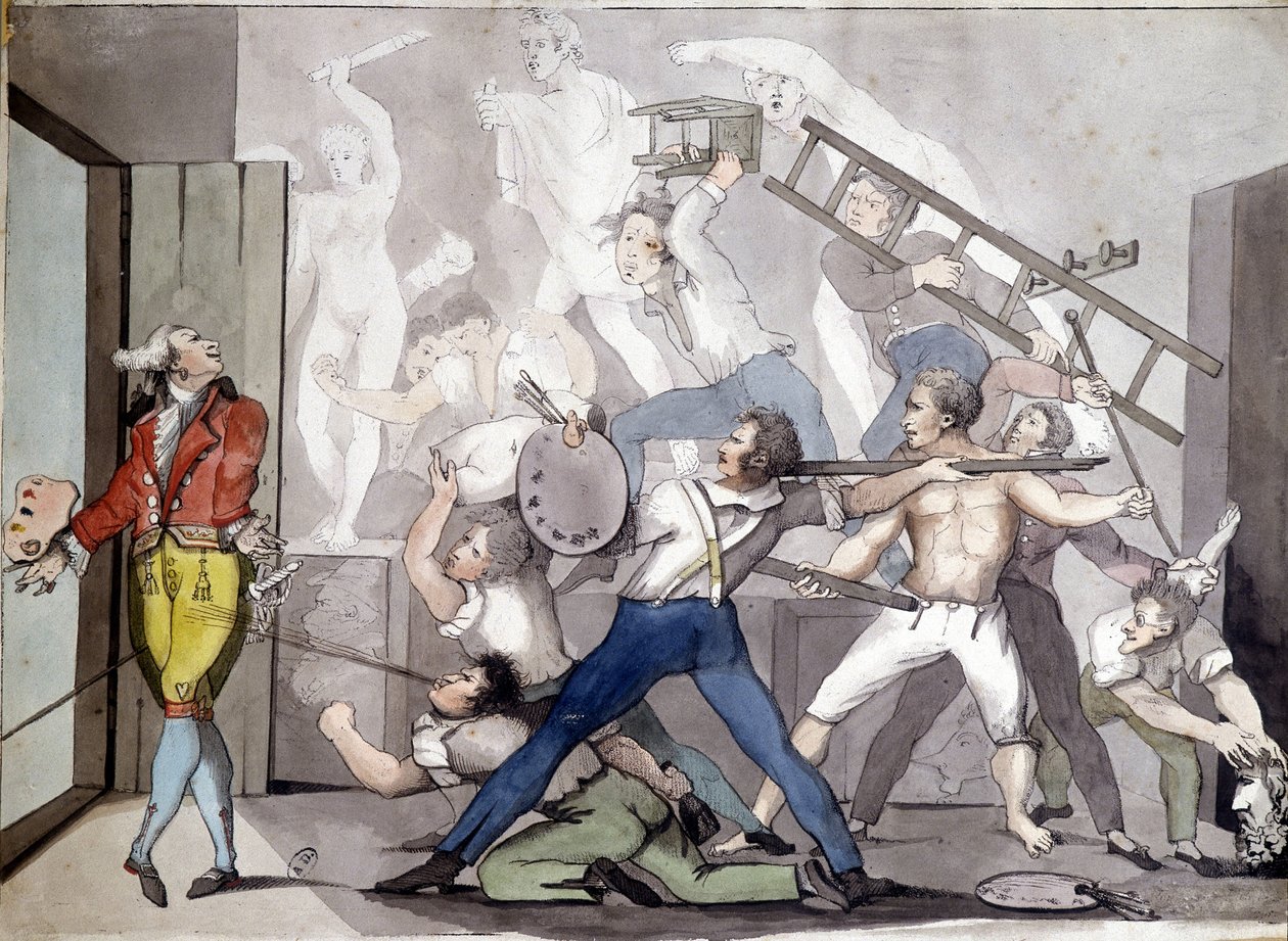 Alegoria do pintor. Gravura do século XIX. de Unknown artist