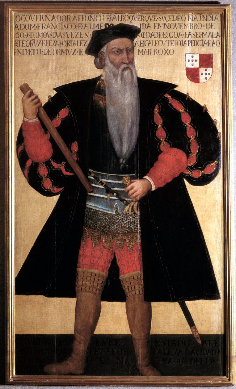Alfonso (Alfonso ou Afonso) de albuquerque (1453-1515) o grande Retrato do navegador e explorador português. A pintura do século XVI. Lisboa, Musee National D