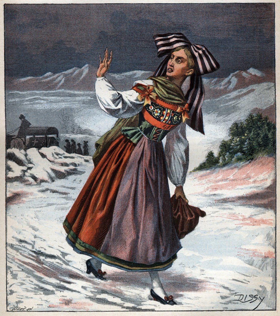 Mulher alsaciana em gravura de fantasia regional de 1892. de Unknown artist