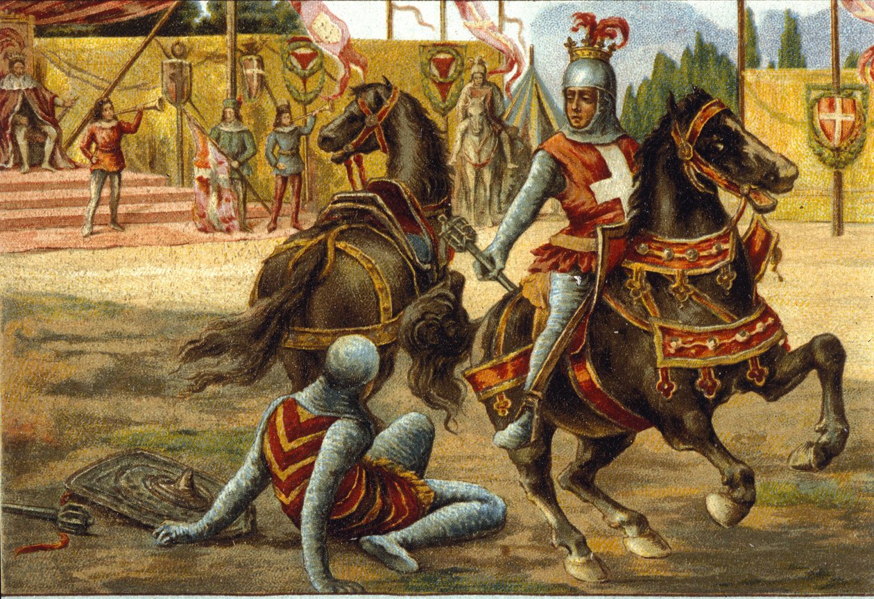 Amedee VII de Savoy (1360 -1391) disse The Red Count durante um torneio. Amedeo VIII di Savoia (il conto Rosso). de Unknown artist
