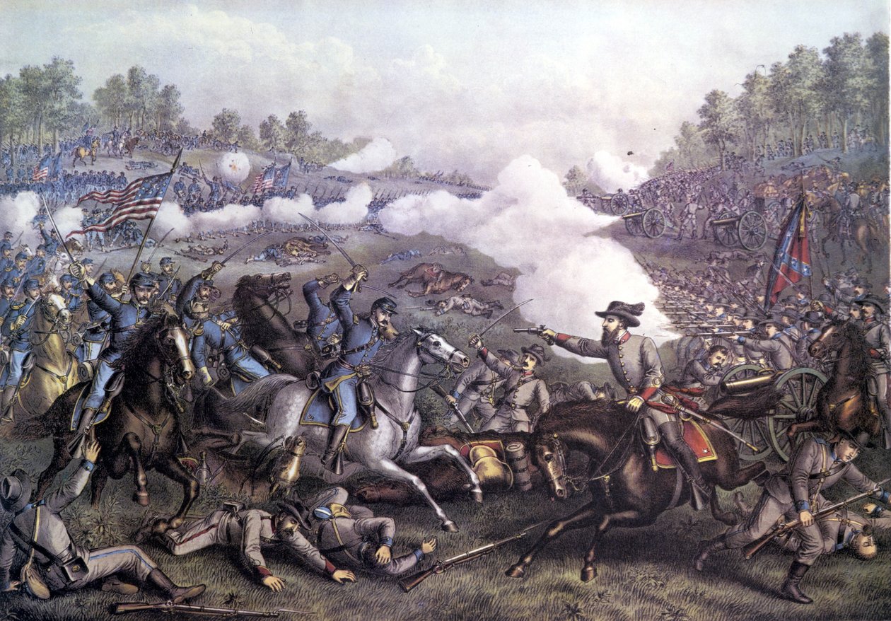 Guerra Civil Americana (1861 - 1865): Batalha de Opequon ou Terceira Batalha de Winchester, Virgínia 19 de Setembro de 1864. Gravura do século XIX. de Unknown artist
