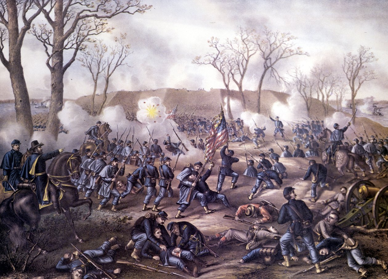 Guerra Civil Americana (1861 - 1865): Primeira Batalha do Forte Donelson (Tennessee) 16 de fevereiro de Unknown artist