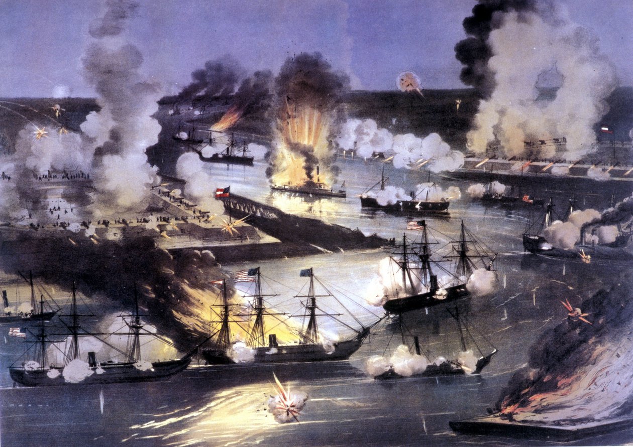Guerra Civil Americana (1861 - 1865): batalha naval sobre o Mississippi de Unknown artist