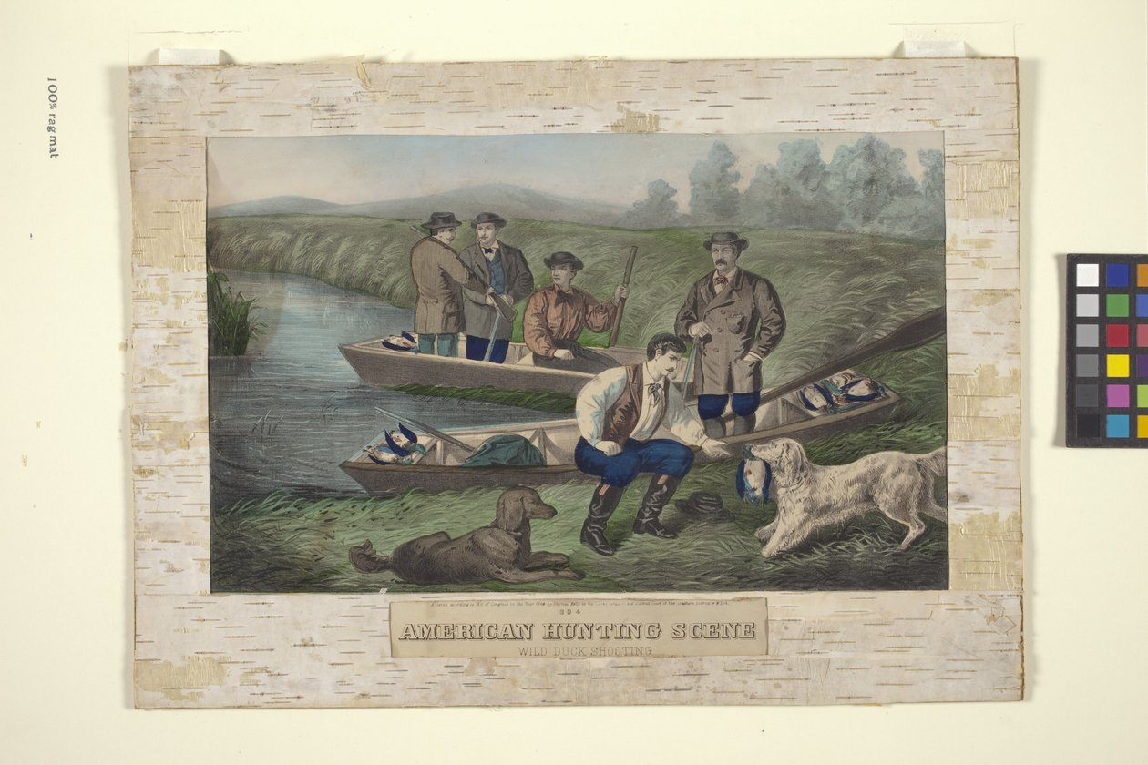 Cena de Caça Americana (litografia colorida à mão) de Unknown artist