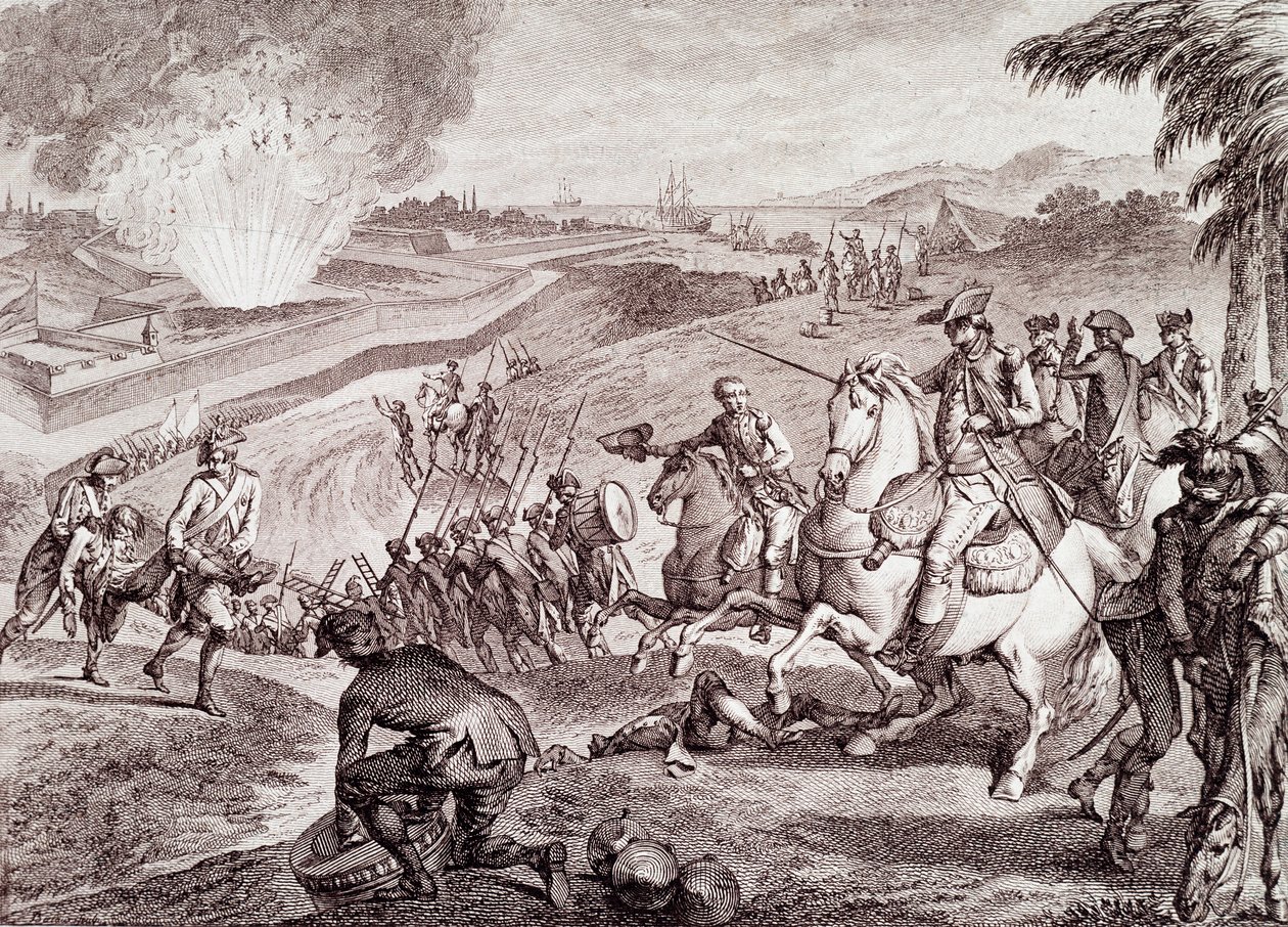 Guerra Revolucionária Americana: Cerco de Pensacola e vitória do exército espanhol (gravura do século XIX) de Unknown artist