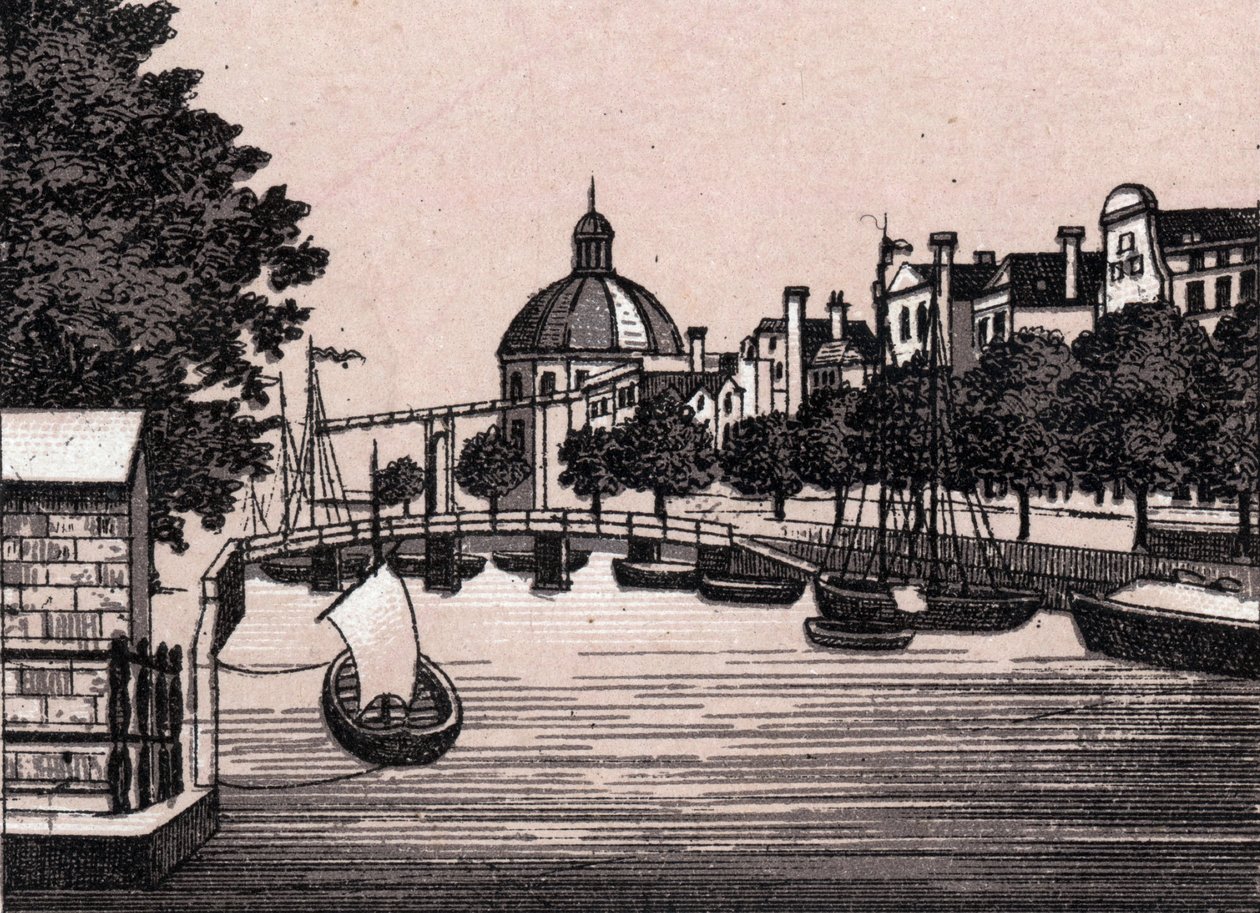 Amsterdam, Holanda: vista do Canal Singel. em "O mundo ilustra 168 vistas" Sem data (final do século XIX) de Unknown artist