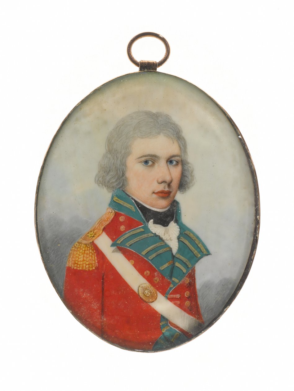 Um oficial do 36º Regimento (Herefordshire), possivelmente o Alferes William Tunstall de Unknown artist
