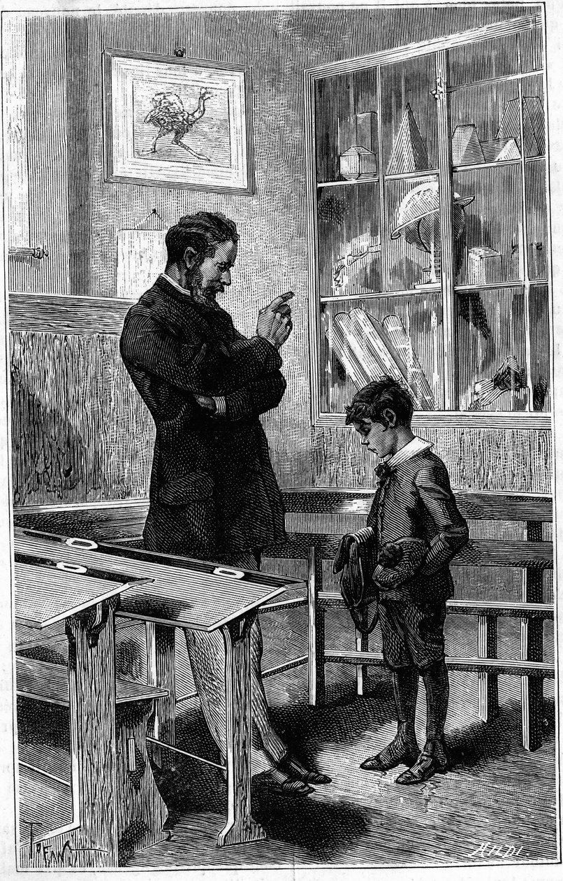 Andre Gaudry repreende pelo seu professor. Gravação no "Le journal de la jeunesse". de Unknown artist