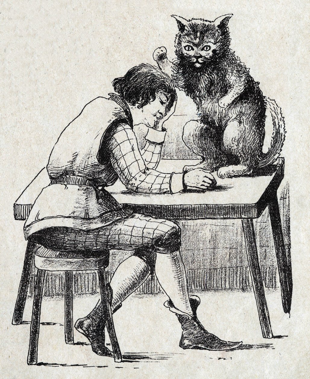Ilustração anônima de "Le chat Botte", conto de Charles Perrault (1628-1703), escritor francês. Imagery Marcel Vagne, Jarville Nancy, sem data (final do século XIX). de Unknown artist