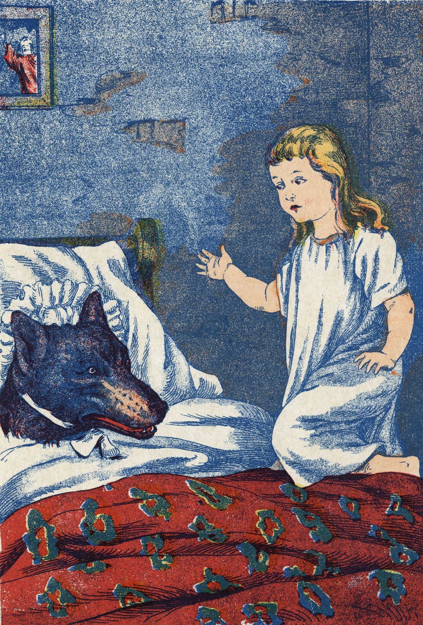 Ilustração anônima de "The Little Red Riding Hood", conto de Charles Perrault (1628-1703), escritor francês. Imagery Marcel Vagne, Jarville Nancy, sem data (final do século XIX). de Unknown artist