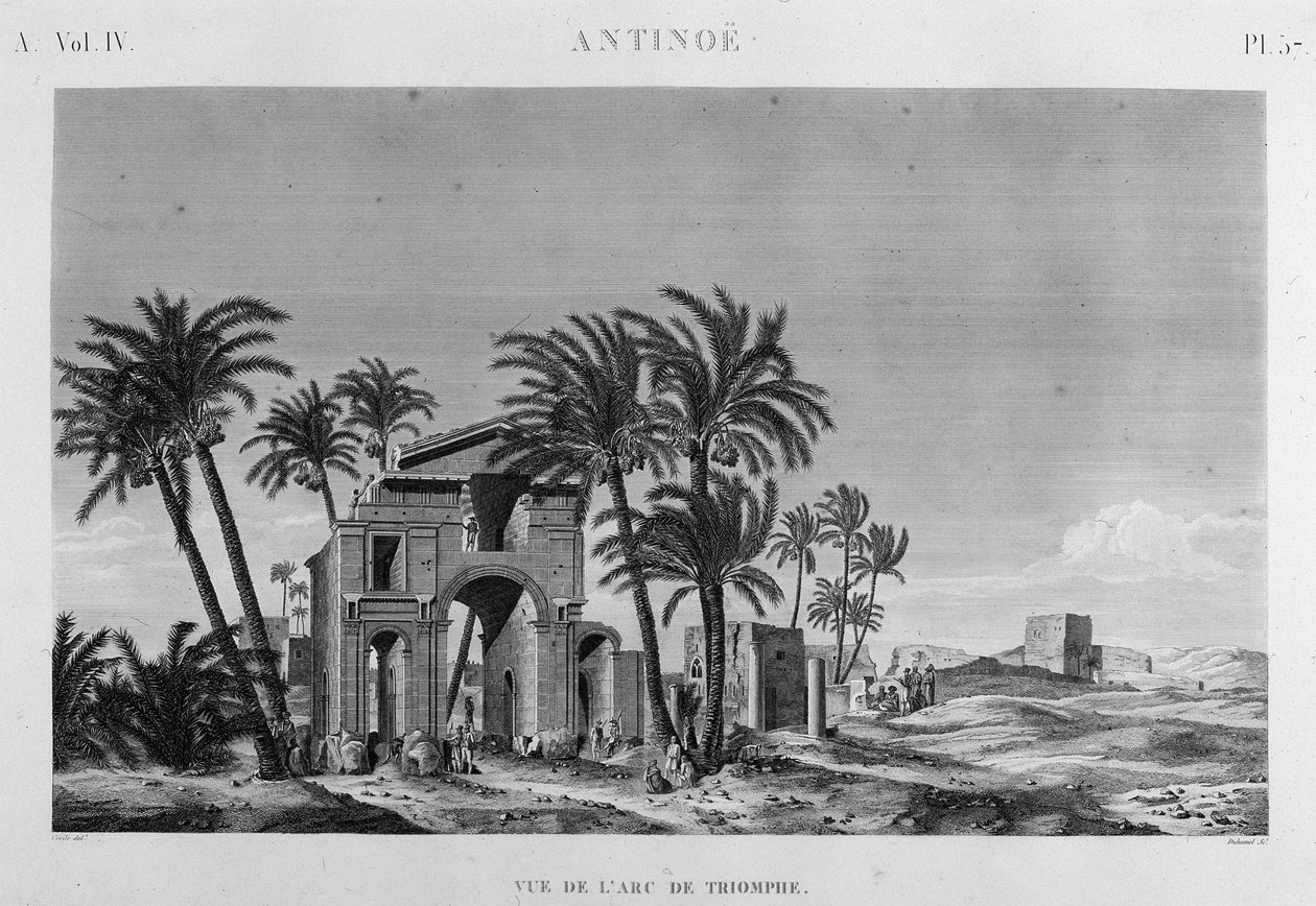 Antinoë: vista do Arco do Triunfo em "Descrição do Egipto", Edições Imperiais de Unknown artist