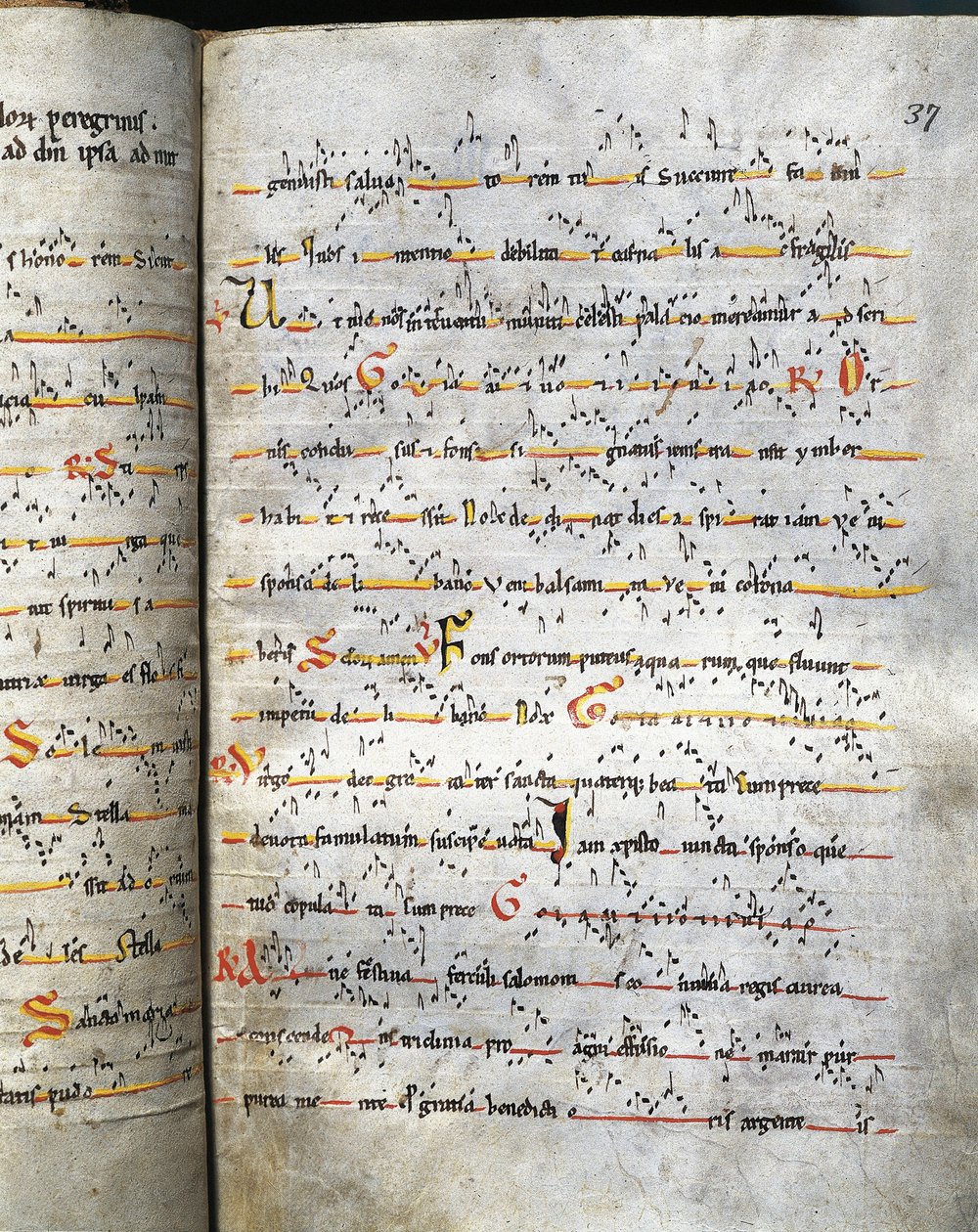 Página antifonária do século XII. Barcelona, Monistrol de Montserrat. Monastério de Montserrat de Unknown artist
