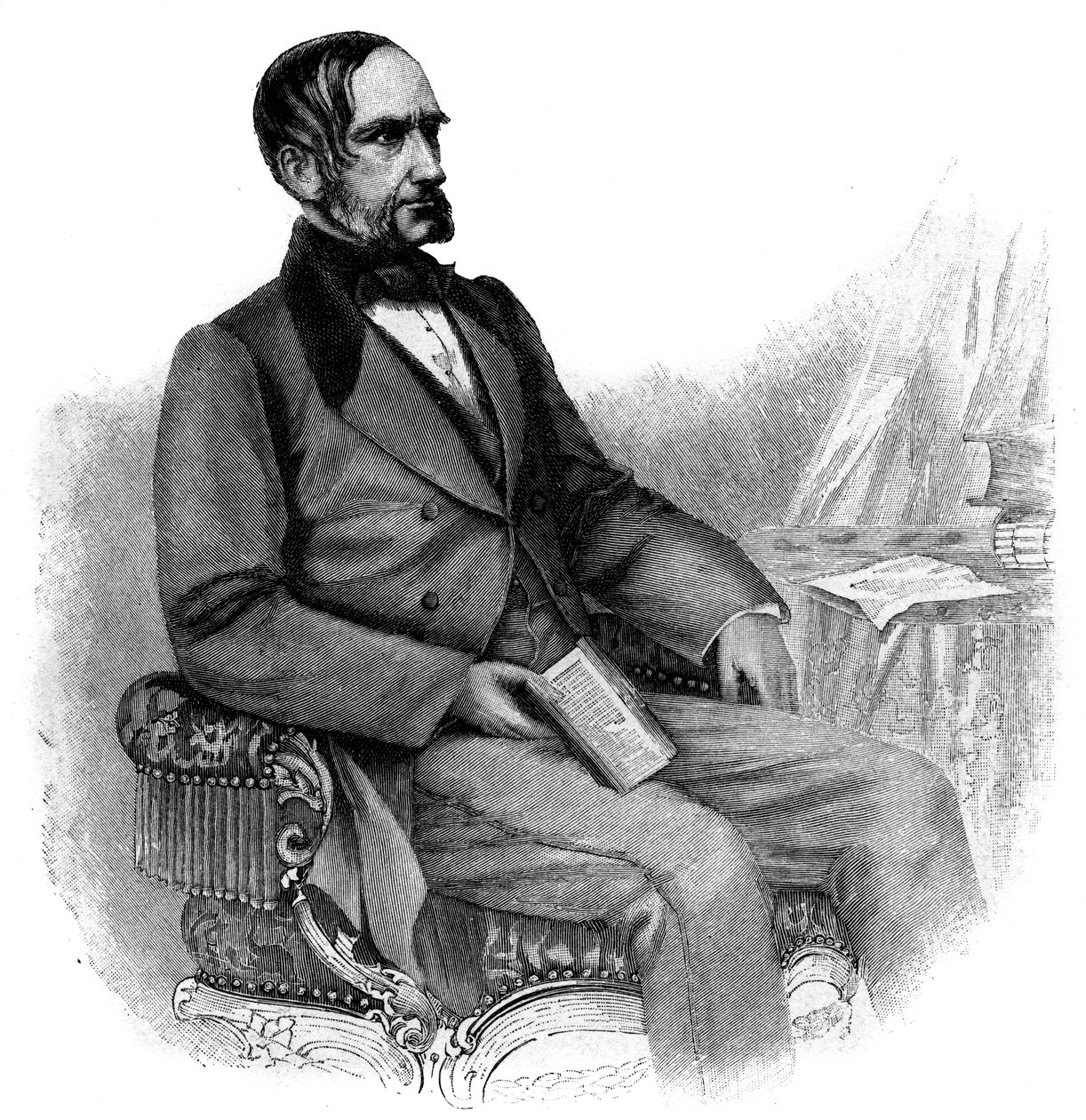 Anton von Schmerling, político austríaco - gravura - Retrato de Anton von Schmerling (1805-1893), advogado e político austríaco de Unknown artist