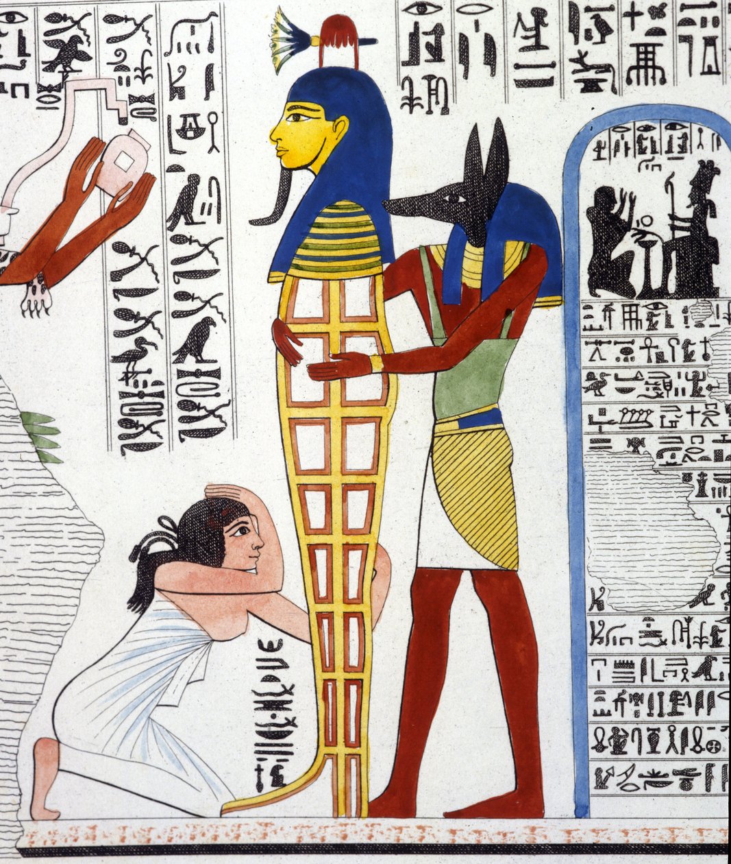 Anubis e uma múmia - em "Monumentos do Egito e Alta Núbia" de Ippolito Rosellini (Rossellini). de Unknown artist