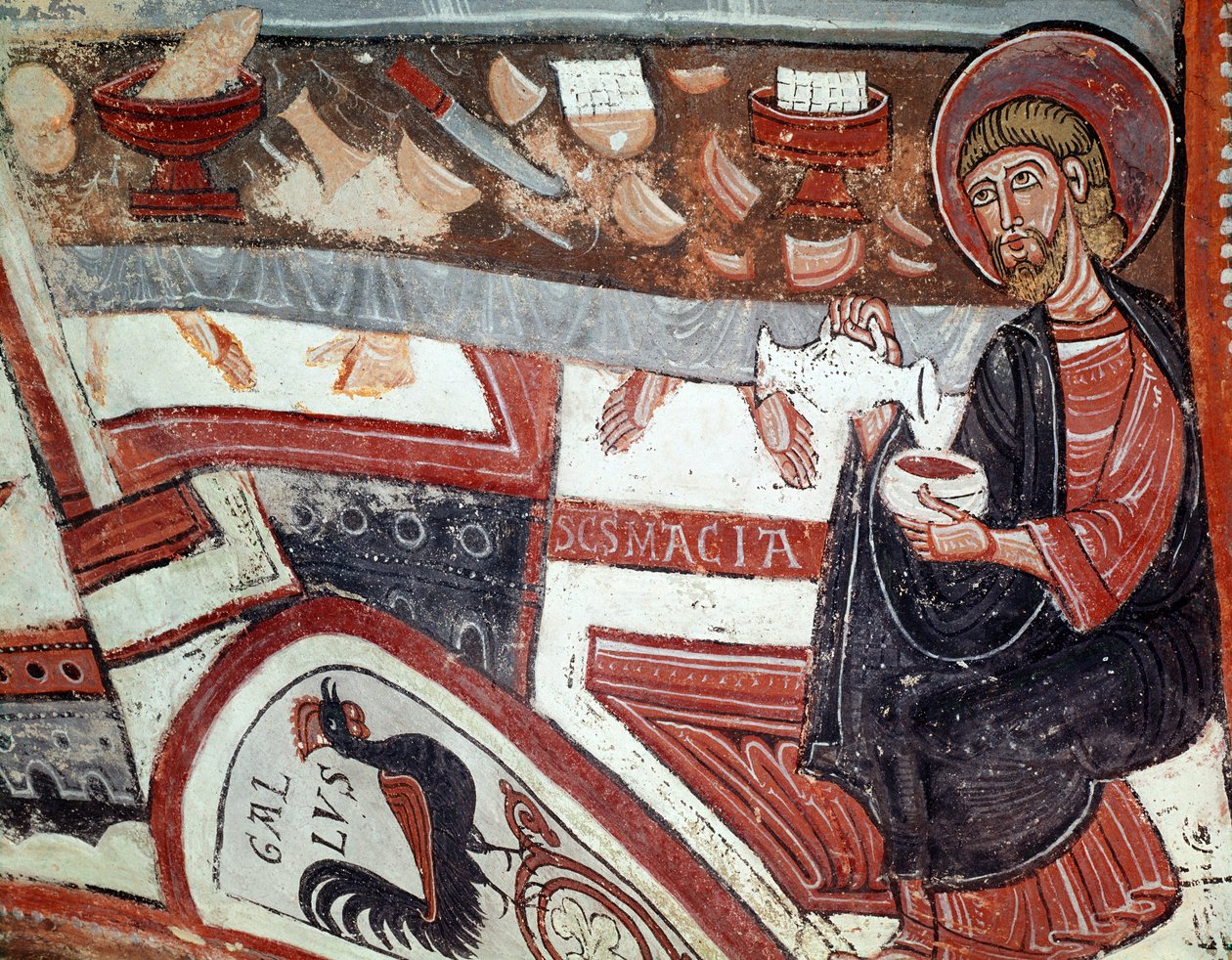 Apóstolo servindo vinho, detalhe (fresco de Unknown artist