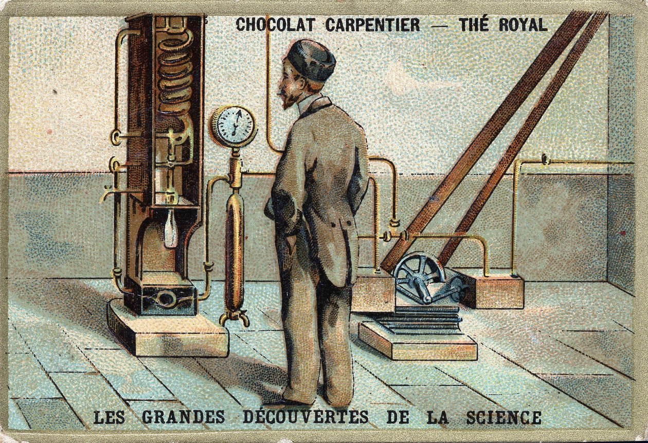 Aparelho do Dr. Karl von Linde (físico alemão (1842 a 1934) para vazamento de ar em 1895 de Unknown artist
