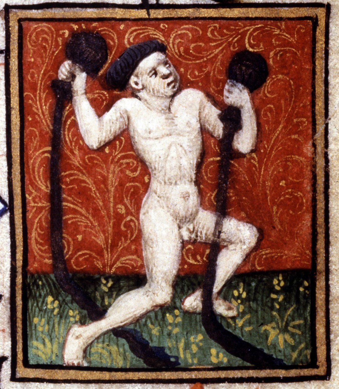 Aquarius. Miniatura de um horóscopo. Manuscrito do século XV. Bíblia. Trivulziana, Milão. de Unknown artist