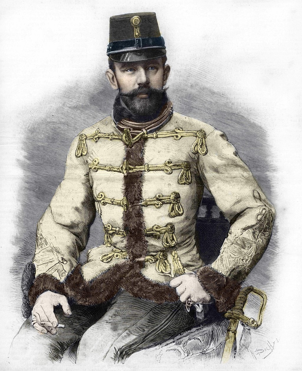 Arquiduque Rodolfo de Habsburgo (1858-1889), Príncipe Herdeiro da Áustria. Gravura de 1889. de Unknown artist