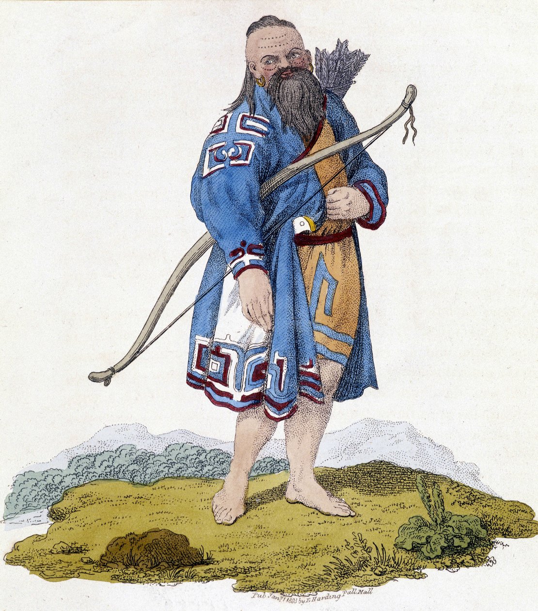 Arqueiro de uma população russa. Ilustração datada de 1803. de Unknown artist