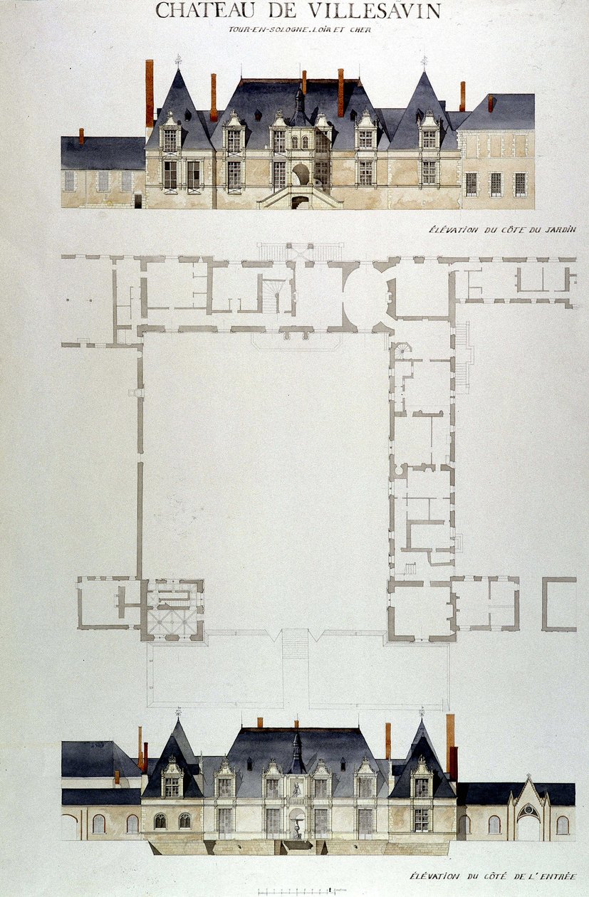 Arquitectura do Château de Villesavin, Tou en Sologne, Loir et Cher (41) de Unknown artist