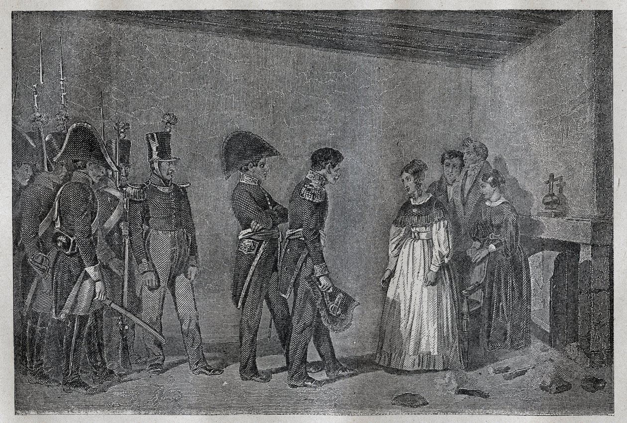 Prisão da duquesa de Berry (1798-1870 Marie-Caroline de Bourbon-Sicily) em Nantes em 7 de Novembro de Unknown artist