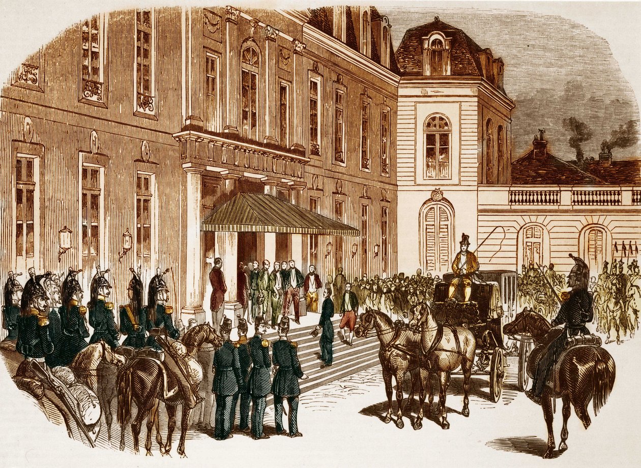 Chegada de Louis Napoleon Bonaparte (Louis-Napoleon III) ao Elysee no dia seguinte à sua eleição. de Unknown artist