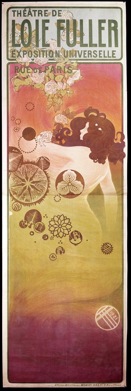 Art Nouveau: cartaz para a Exposição Universal do "Theatre de Loie Fuller". Loie Fuller (1862-1928) foi uma bailarina americana. Paris, Artes Decorativas de Unknown artist
