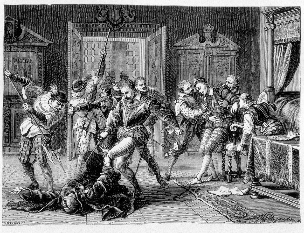 Assassinato de Henrique III (1551 - 1589) por Jacques Clément em 1589 de Unknown artist