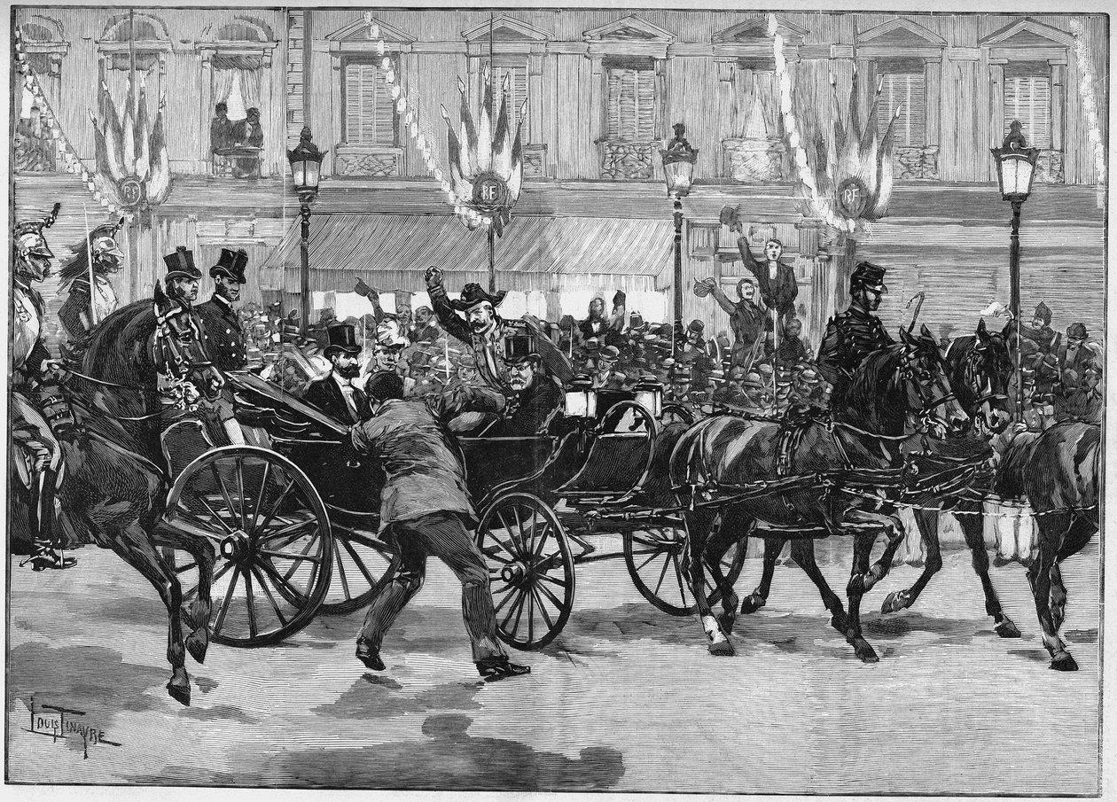 Assassinato do Presidente da República Sadi Carnot (1837-1894), pelo anarquista Caserio. 24 de junho de 1894. de Unknown artist