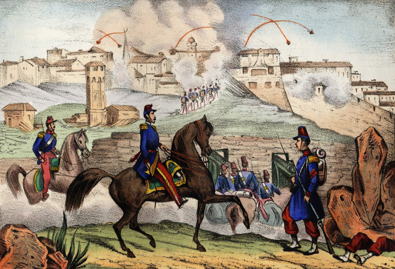 Assalto de Constantino, Argélia, após um cerco de 7 dias pelo General Danrémont do Armee Francês de África, a 13 de Outubro de 1839. Em "Storia d